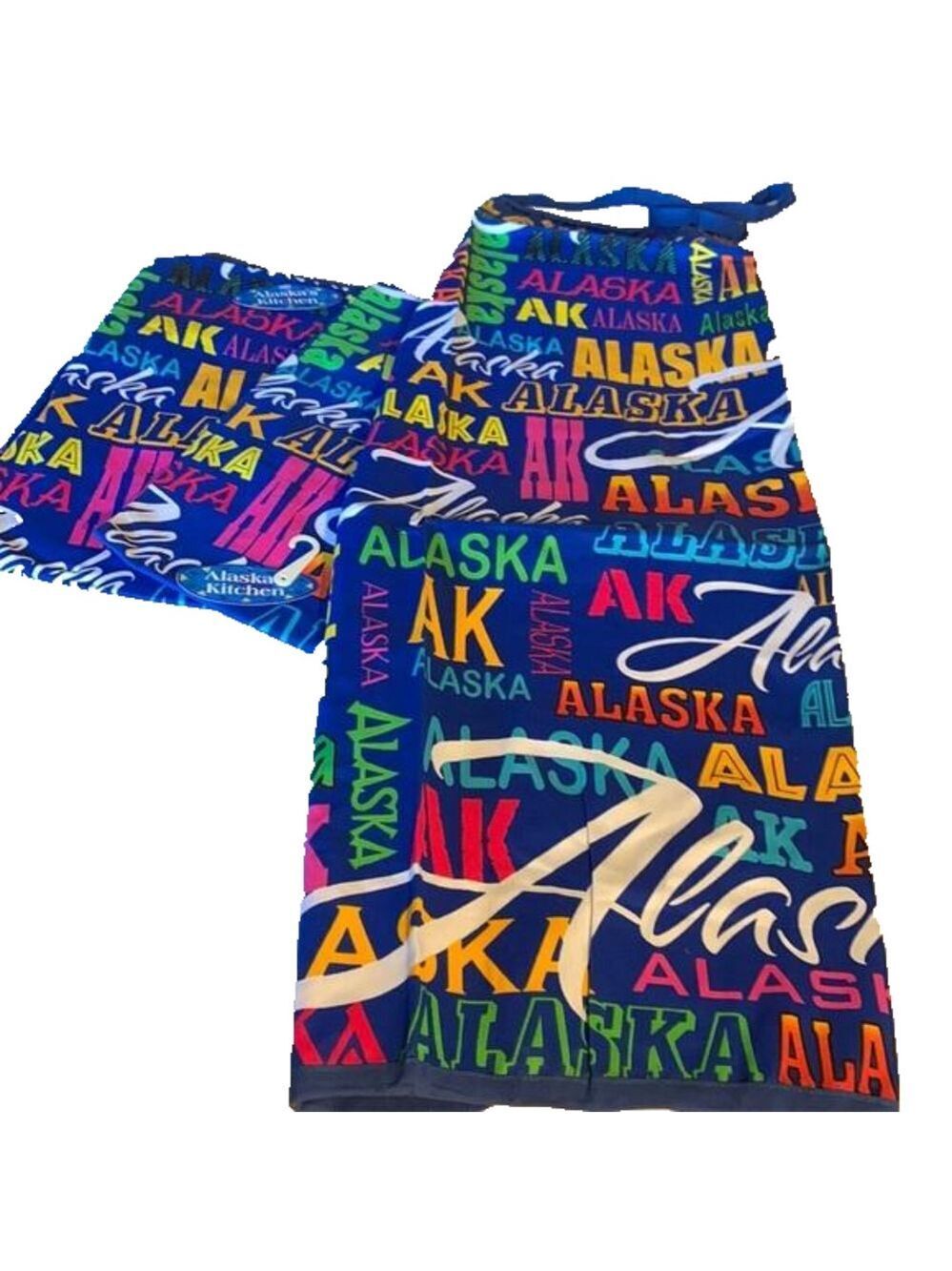 3 Alaska souvenir aprons or one for seven -message to buy individually